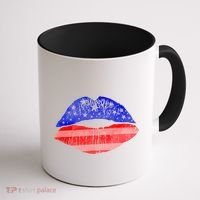 USA American Flag Lipstick Print Coffee Mug thumb 1
