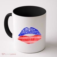 USA American Flag Lipstick Print Coffee Mug thumb 0