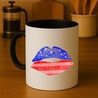 USA American Flag Lipstick Print Coffee Mug thumb 4