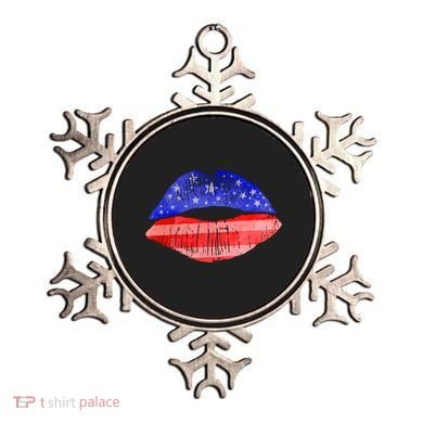 USA American Flag Lipstick Print Ornament