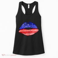 USA American Flag Lipstick Print Women's Tank Top thumb 0