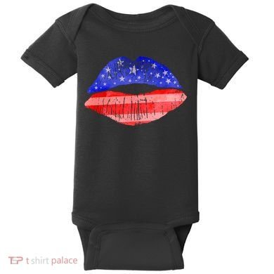 USA American Flag Lipstick Print Baby Bodysuit