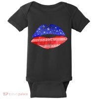 USA American Flag Lipstick Print Baby Bodysuit thumb 0