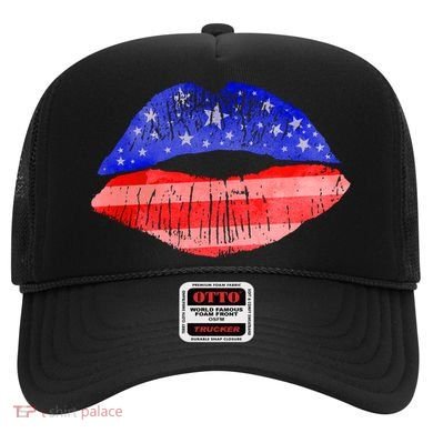 USA American Flag Lipstick Print Hat