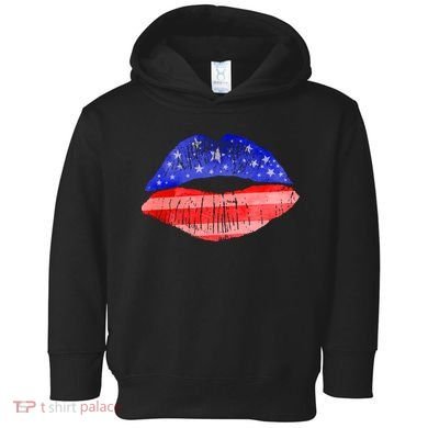 USA American Flag Lipstick Print Toddler Hoodie