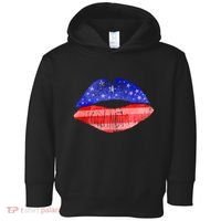 USA American Flag Lipstick Print Toddler Hoodie thumb 0