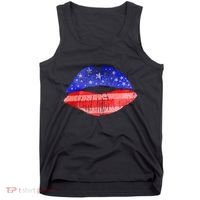 USA American Flag Lipstick Print Tank Top thumb 0