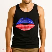 USA American Flag Lipstick Print Tank Top thumb 3