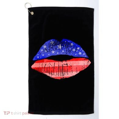 USA American Flag Lipstick Print Golf Towel