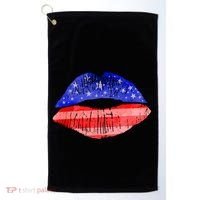 USA American Flag Lipstick Print Golf Towel thumb 0