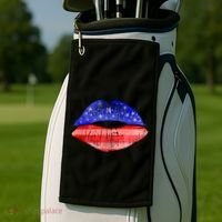 USA American Flag Lipstick Print Golf Towel thumb 2