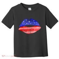 USA American Flag Lipstick Print Toddler T-Shirt thumb 0