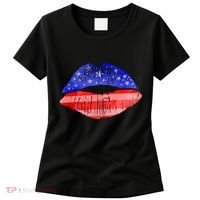USA American Flag Lipstick Print Women's T-Shirt thumb 0