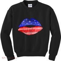 USA American Flag Lipstick Print Kids Sweatshirt thumb 0