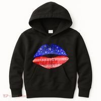 USA American Flag Lipstick Print Kids Hoodie thumb 0