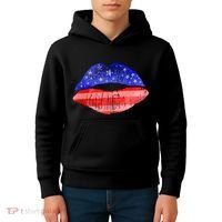 USA American Flag Lipstick Print Kids Hoodie thumb 4