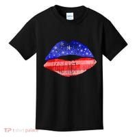 USA American Flag Lipstick Print Kids T-Shirt thumb 0