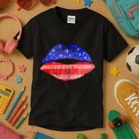 USA American Flag Lipstick Print Kids T-Shirt thumb 3