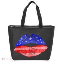 USA American Flag Lipstick Print Tote Bag thumb 0