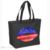 USA American Flag Lipstick Print Tote Bag thumb 2