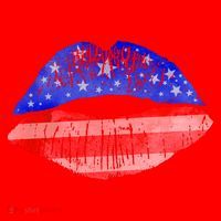 USA American Flag Lipstick Print Santa Hat thumb 1