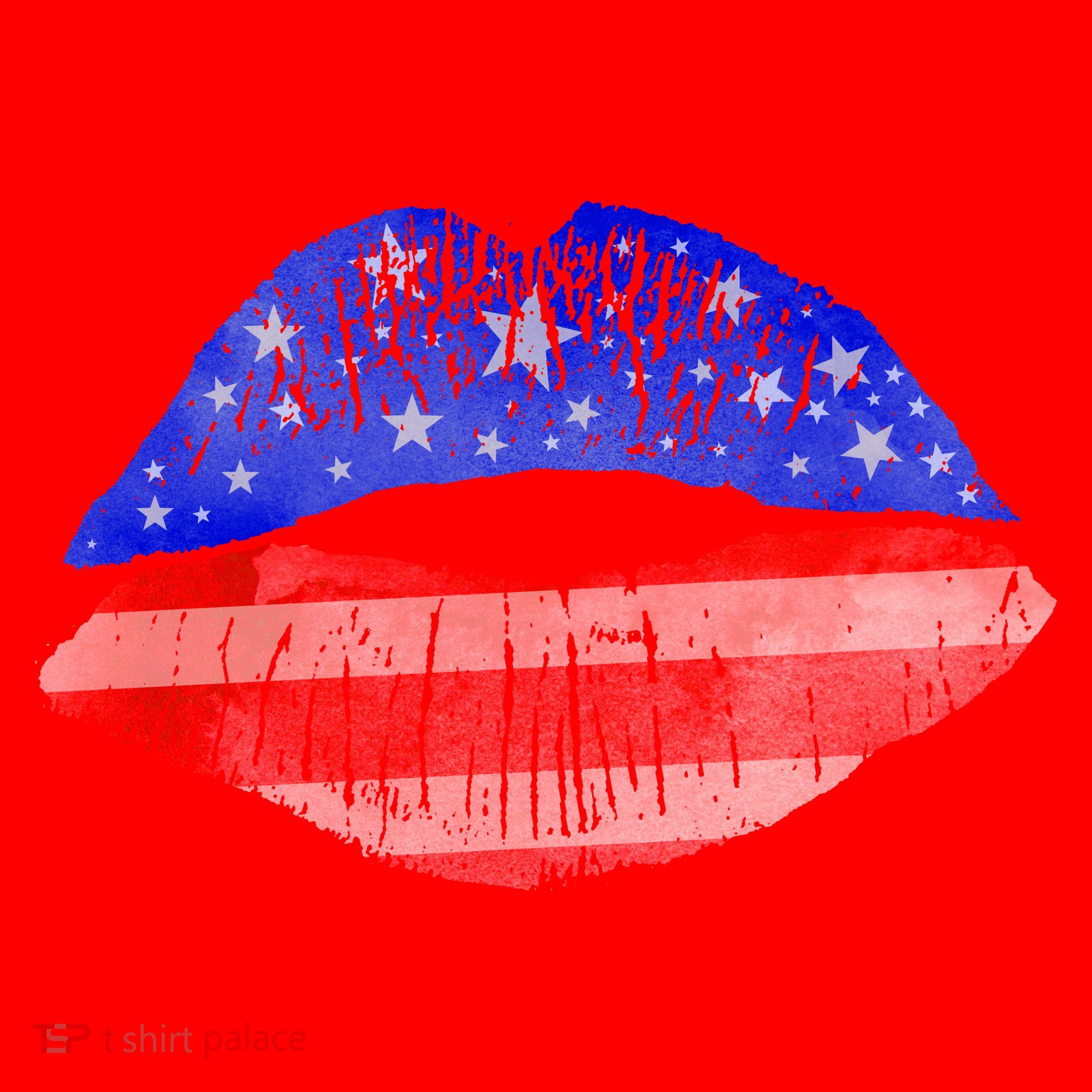 USA American Flag Lipstick Print Santa Hat