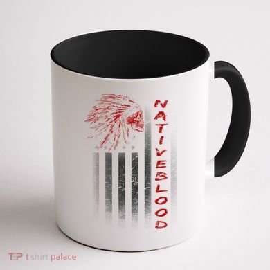 USA American Flag Native Blood Coffee Mug back