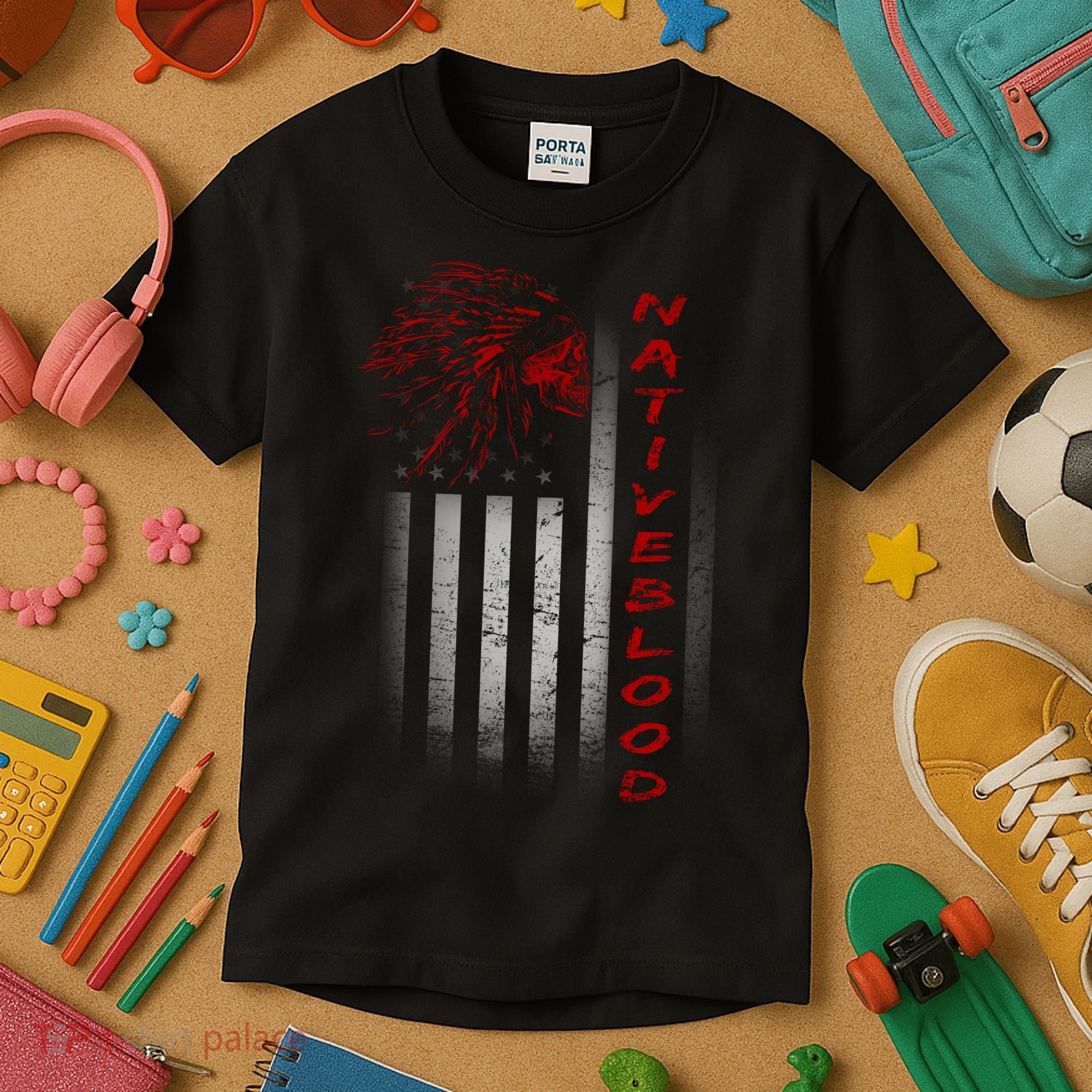USA American Flag Native Blood Kids T-Shirt