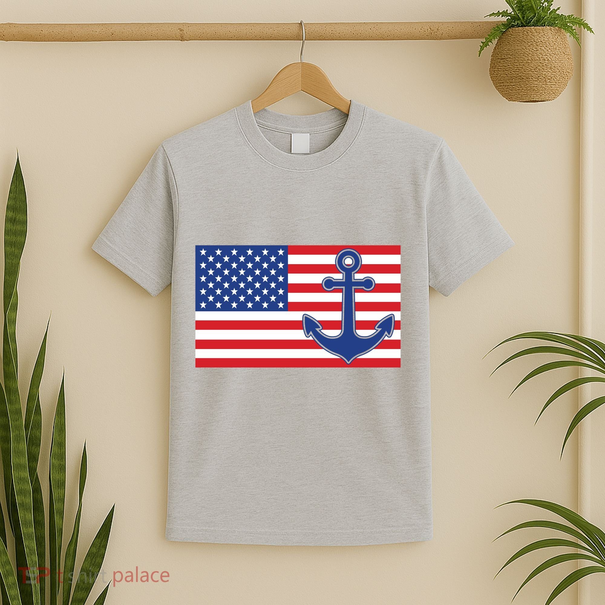 USA American Nautical Anchor Flag T-Shirt