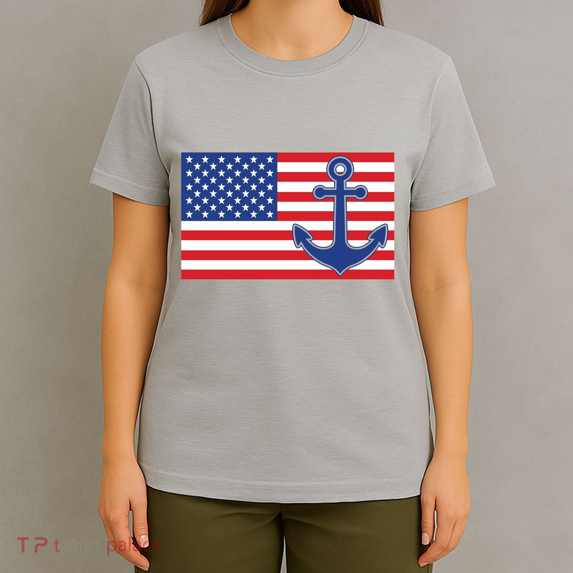 USA American Nautical Anchor Flag T-Shirt
