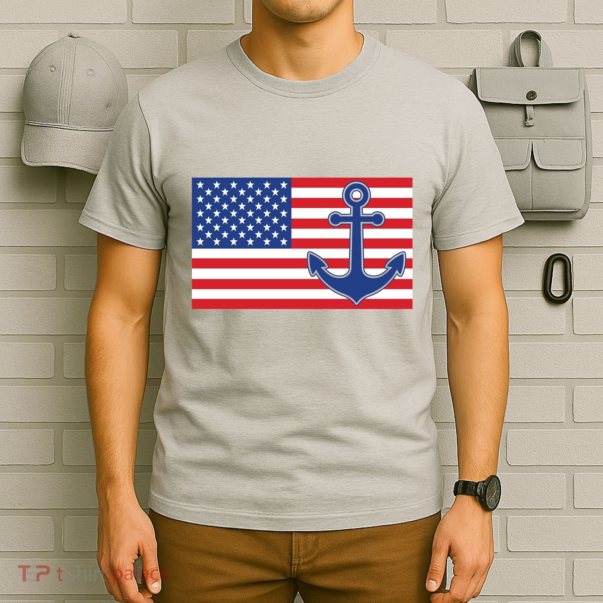 USA American Nautical Anchor Flag T-Shirt