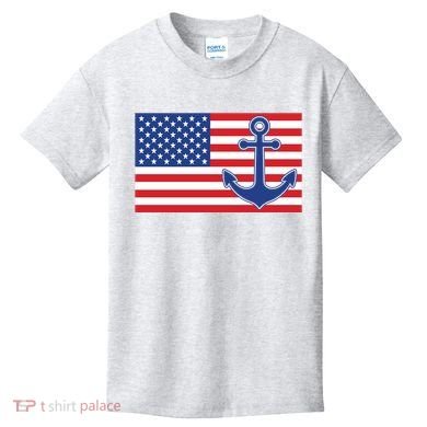 USA American Nautical Anchor Flag Kids T-Shirt