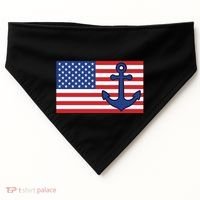 USA American Nautical Anchor Flag USA-Made Doggie Bandana thumb 0