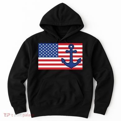 USA American Nautical Anchor Flag Hoodie