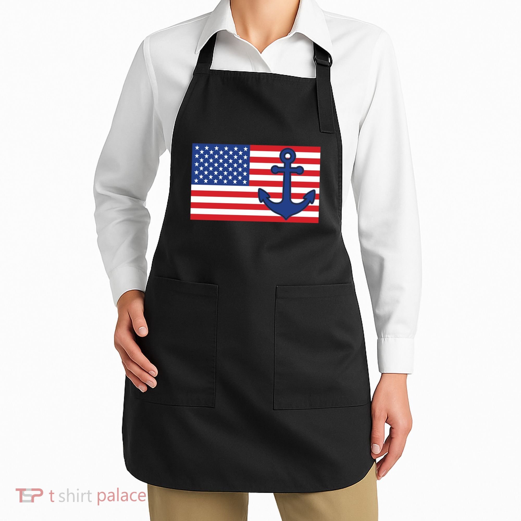 USA American Nautical Anchor Flag Apron