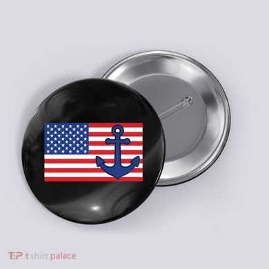 USA American Nautical Anchor Flag Button