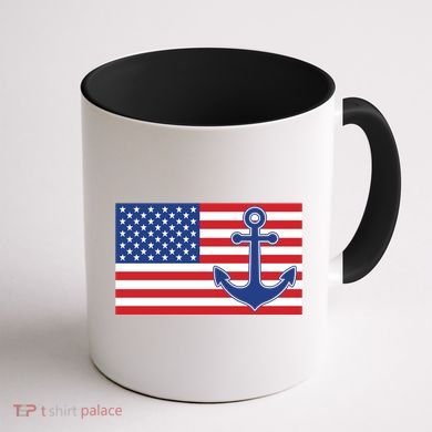 USA American Nautical Anchor Flag Coffee Mug back