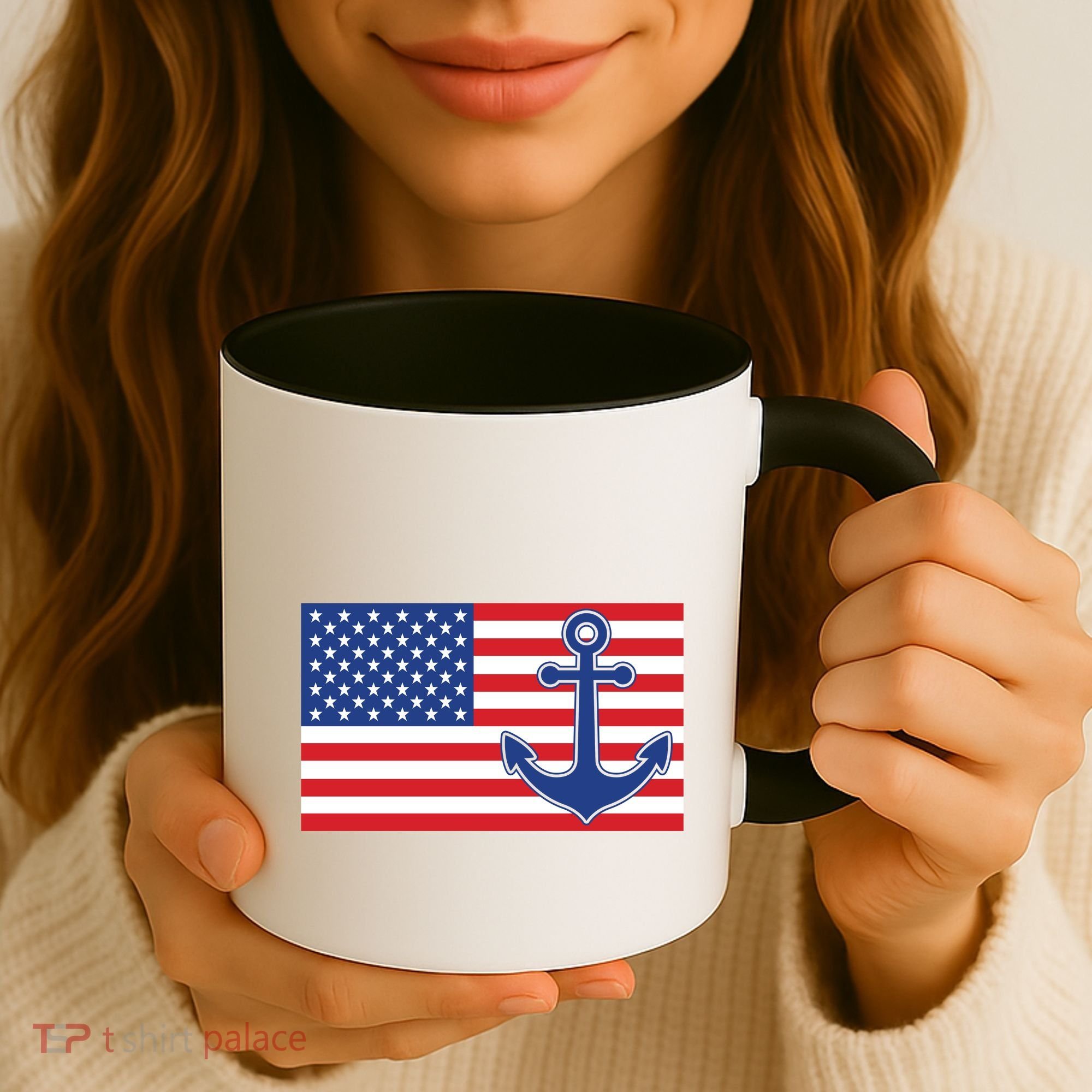 USA American Nautical Anchor Flag Coffee Mug
