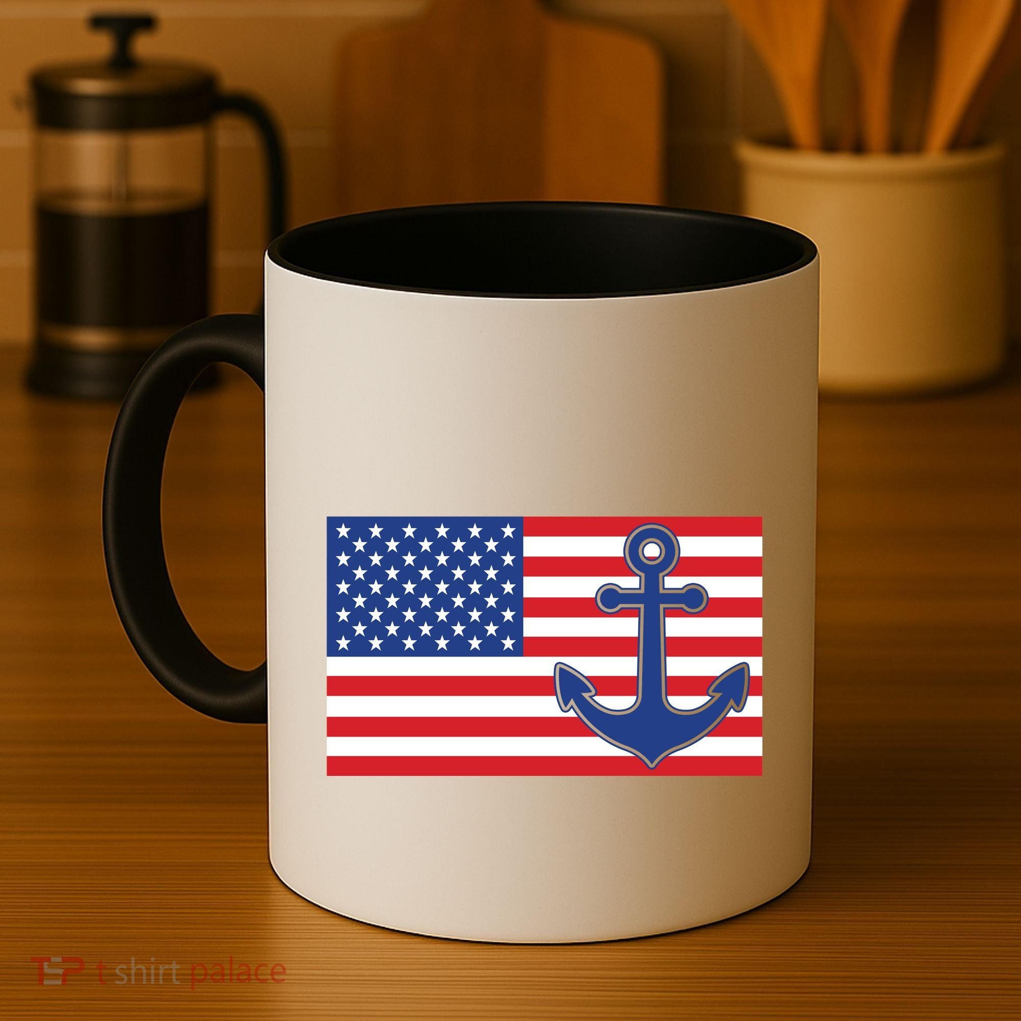USA American Nautical Anchor Flag Coffee Mug