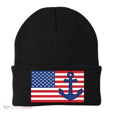 USA American Nautical Anchor Flag Beanie