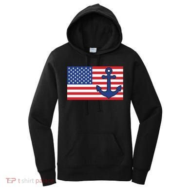 USA American Nautical Anchor Flag Women's Hoodie
