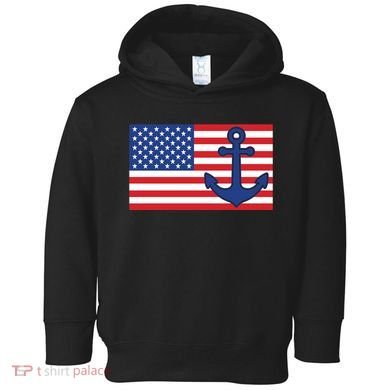 USA American Nautical Anchor Flag Toddler Hoodie