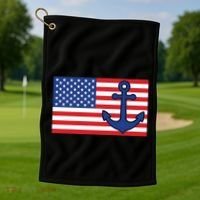 USA American Nautical Anchor Flag Golf Towel thumb 1