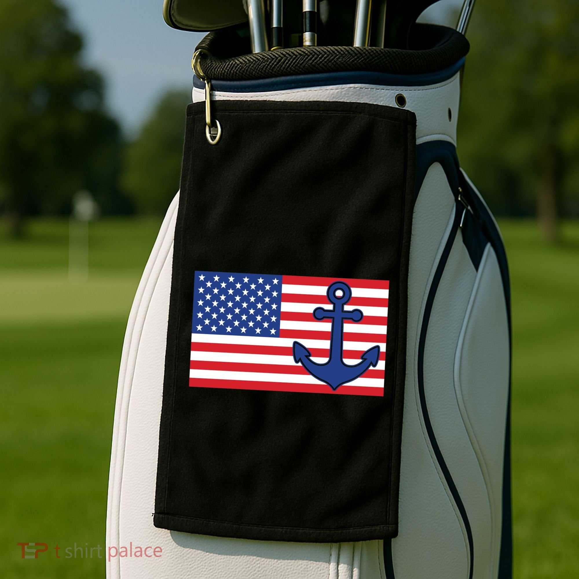 USA American Nautical Anchor Flag Golf Towel
