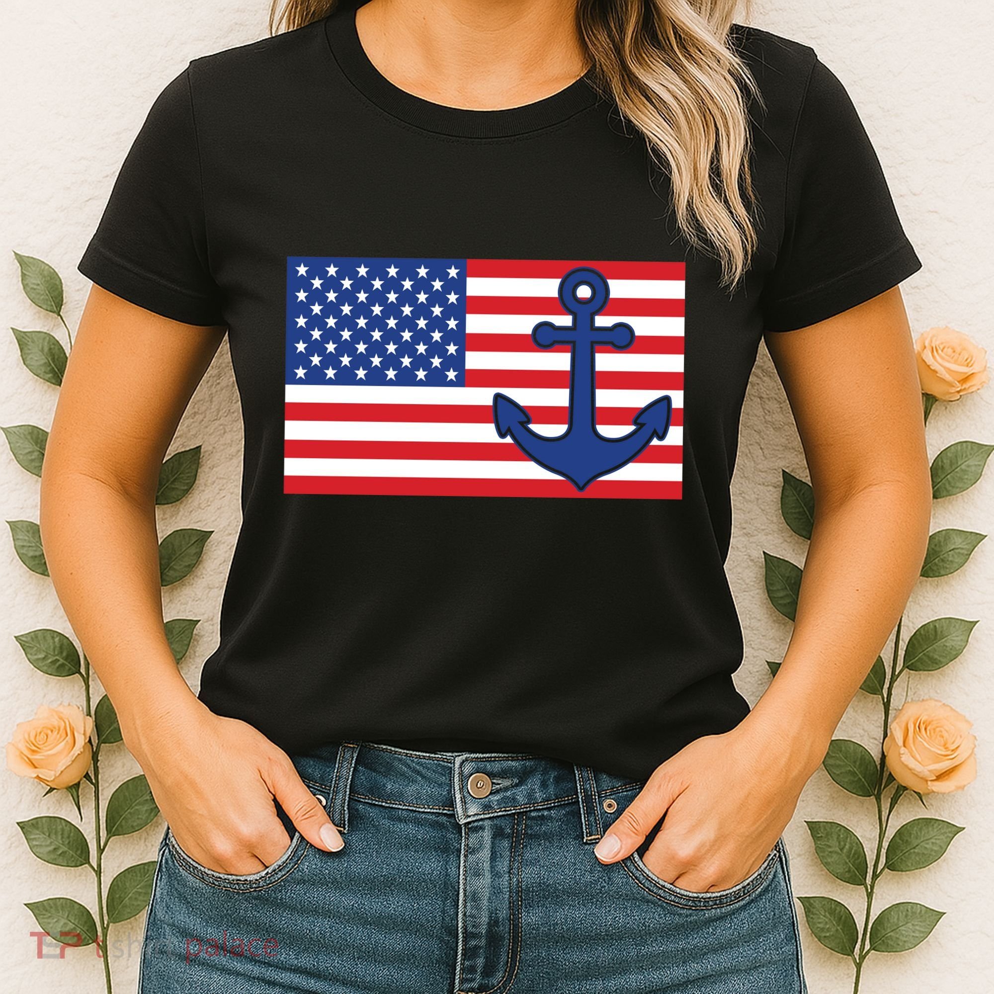 USA American Nautical Anchor Flag Women's T-Shirt