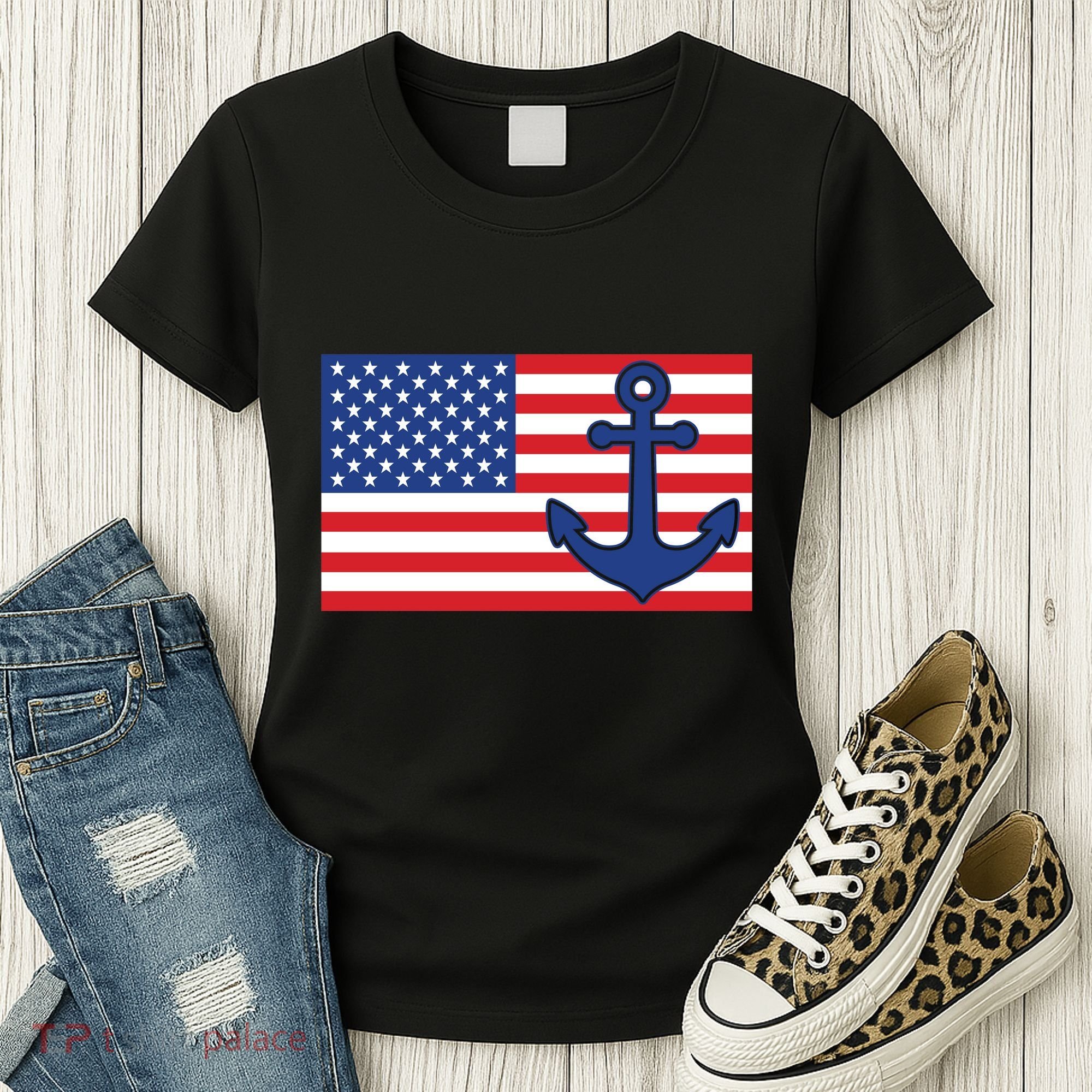 USA American Nautical Anchor Flag Women's T-Shirt