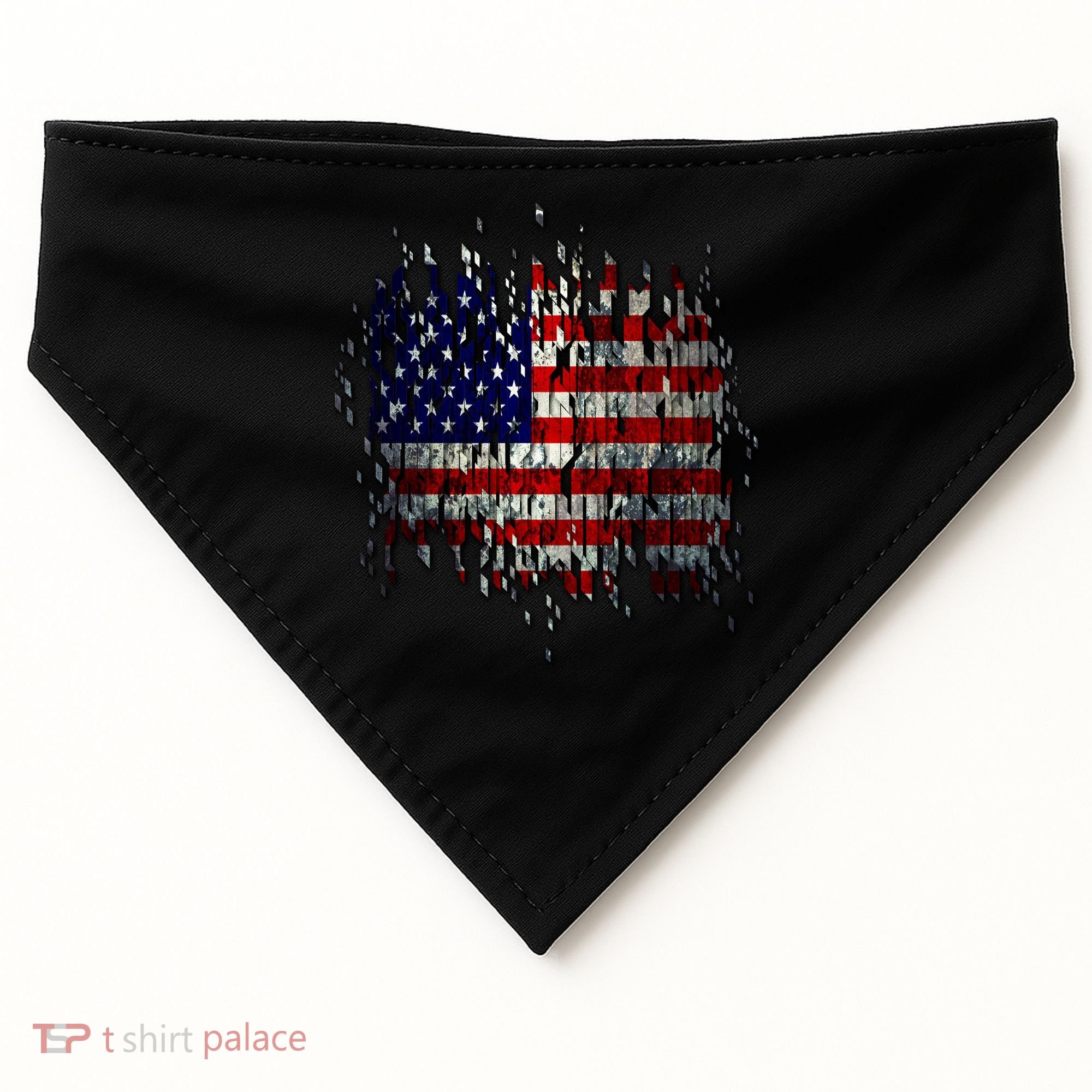 USA American Ripped Torn Flag USA-Made Doggie Bandana