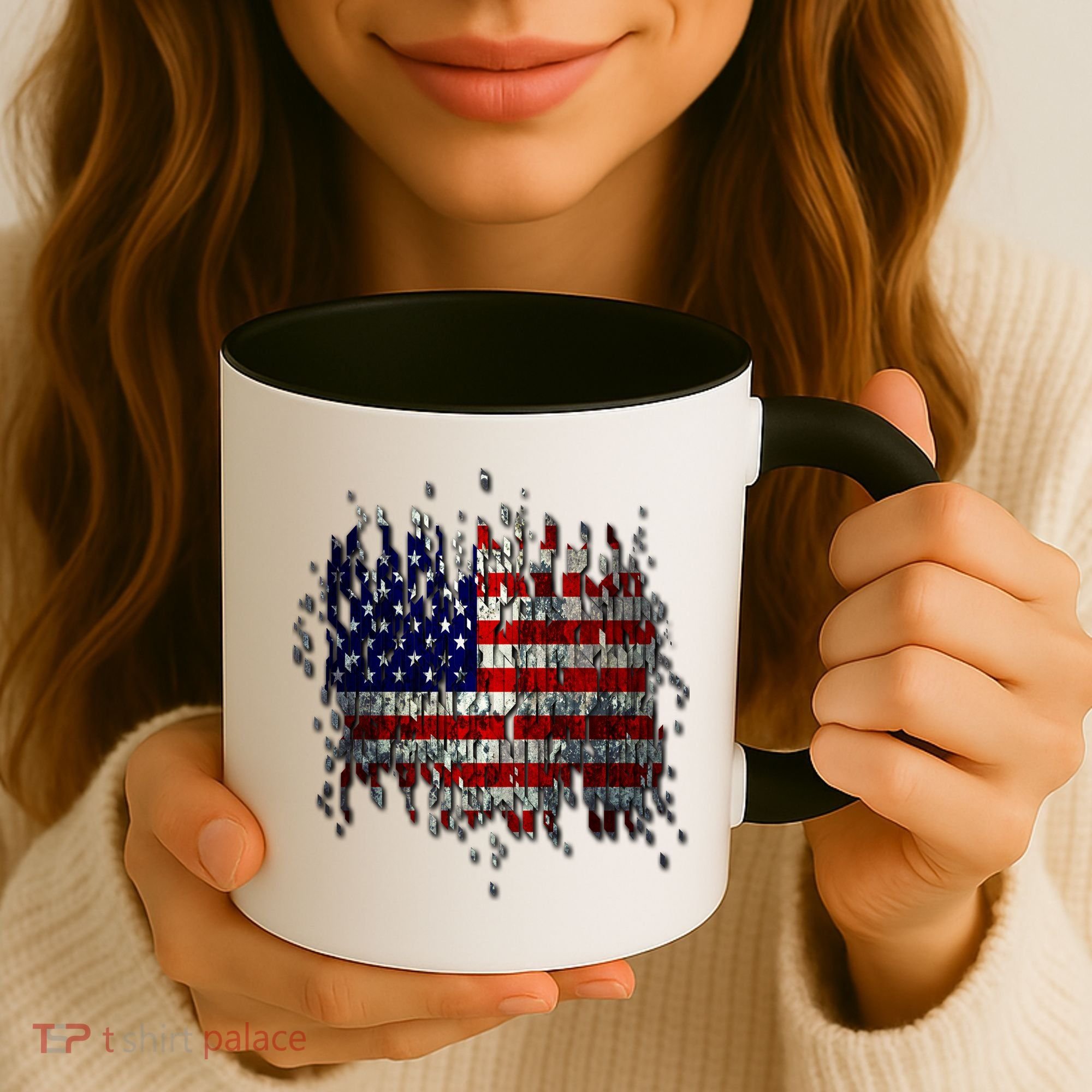 USA American Ripped Torn Flag Coffee Mug