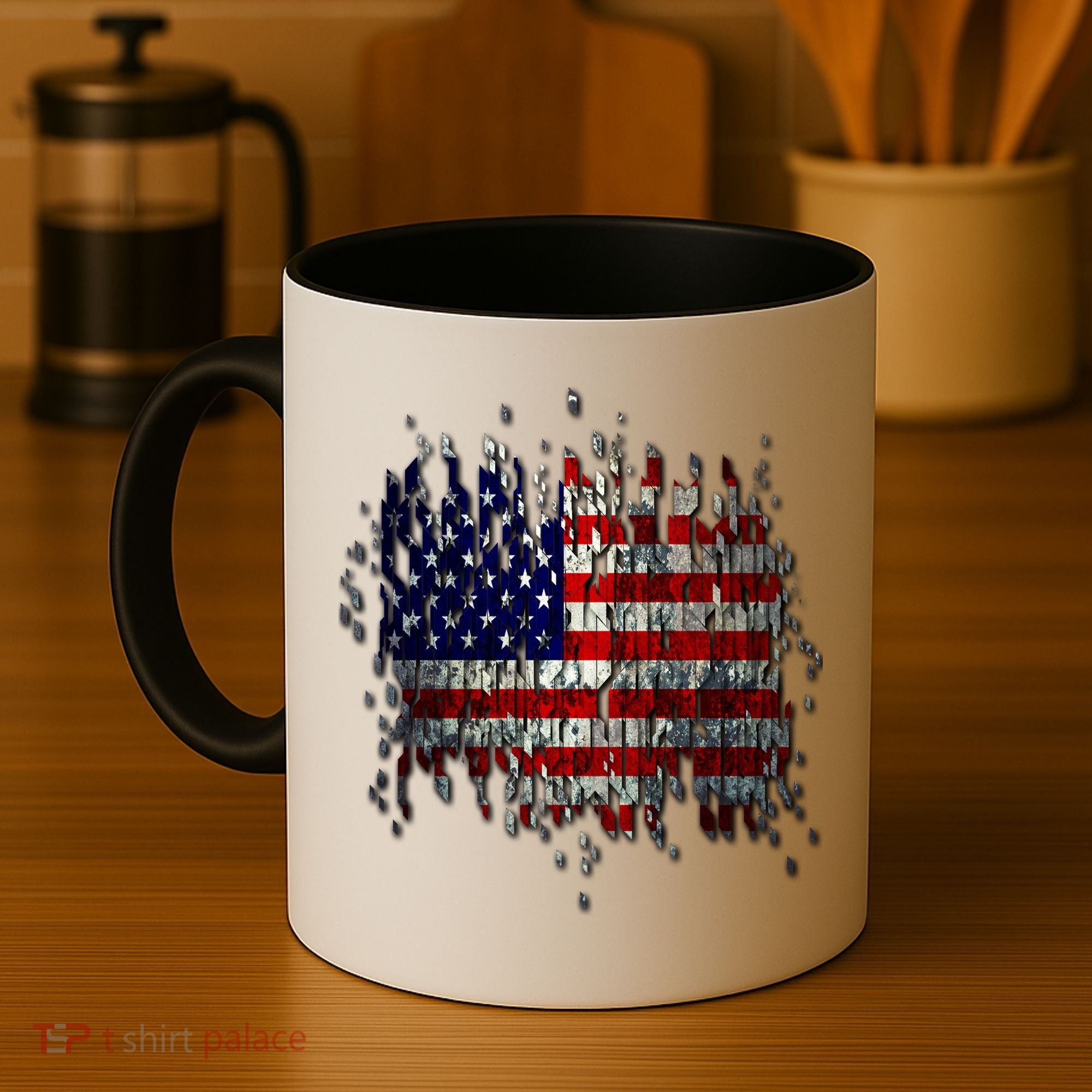 USA American Ripped Torn Flag Coffee Mug