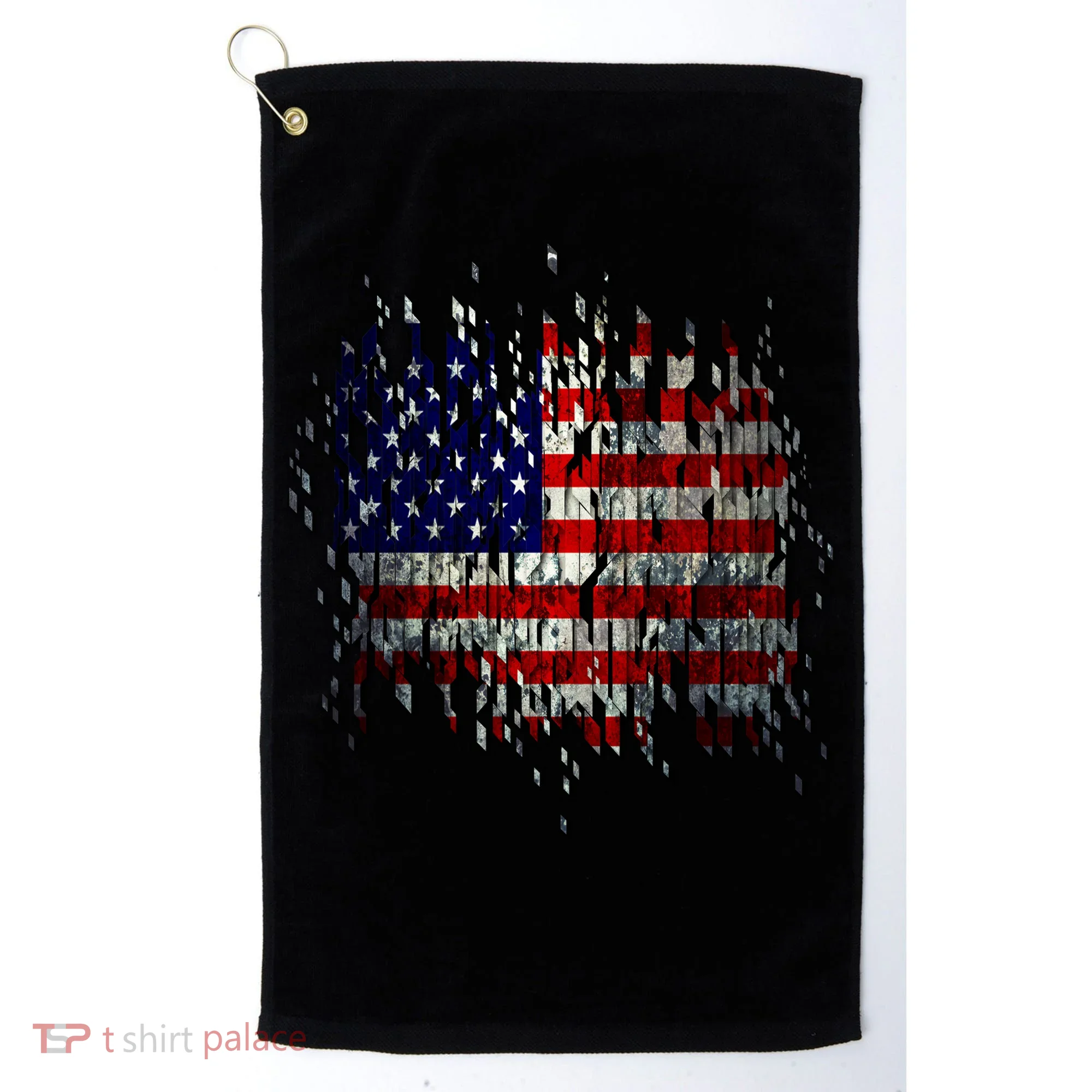 USA American Ripped Torn Flag Golf Towel